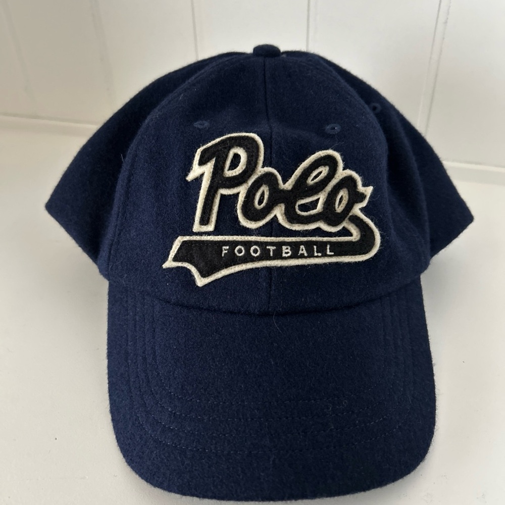 Polo Football Ralph Lauren Navy Wool Cap Spell Out